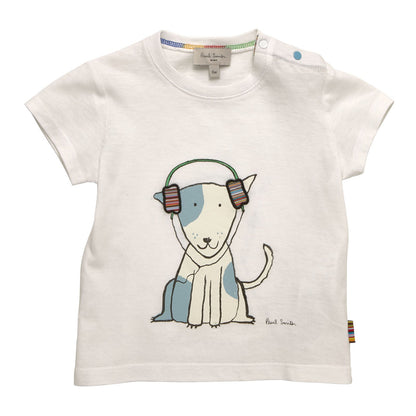 Baby Boys White Fancy Cartoon Printed Cotton T-Shirt