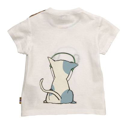 Baby Boys White Fancy Cartoon Printed Cotton T-Shirt