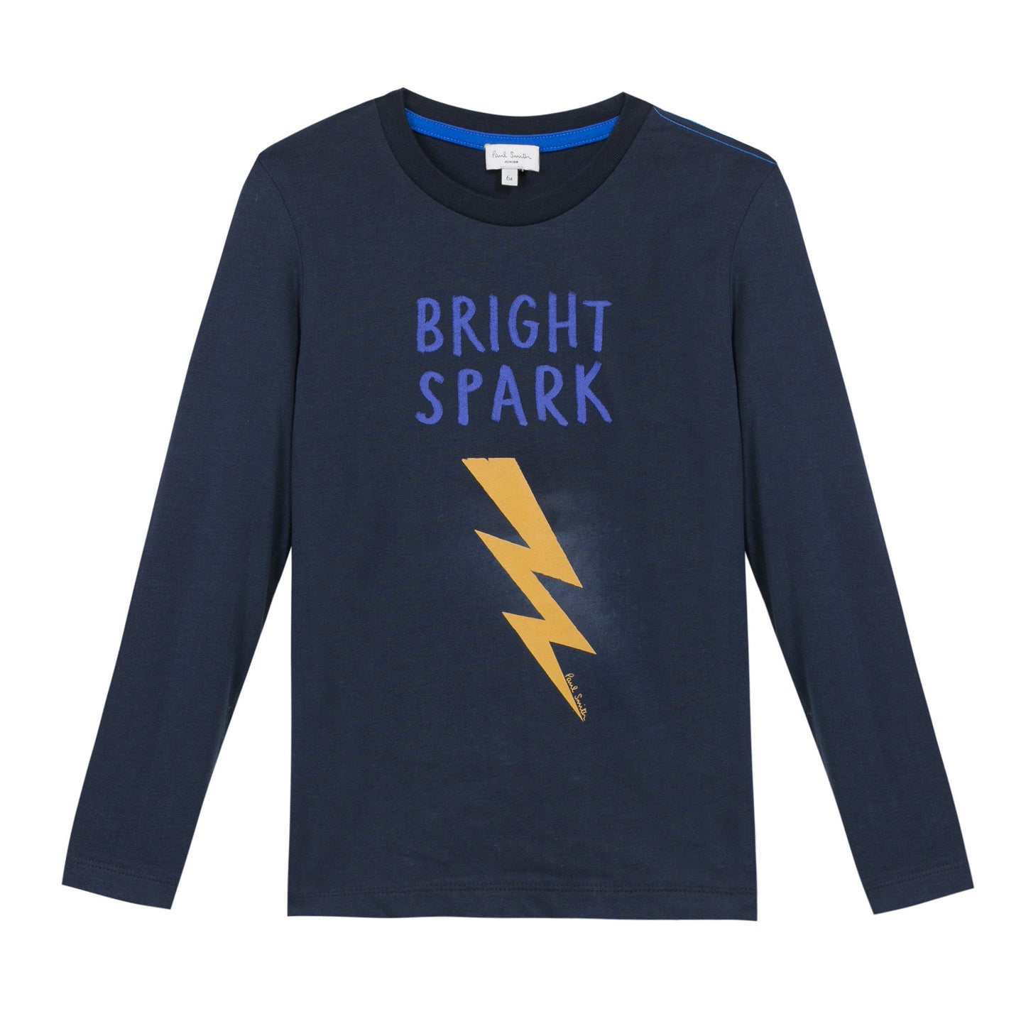 Boys Dark Blue Lightning Printed Trims T-Shirt