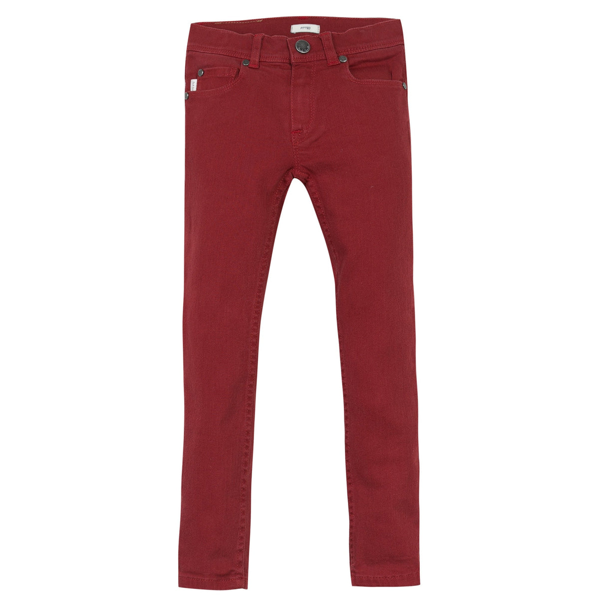 Boys Berry Red Denim Jersey Cotton Jeans