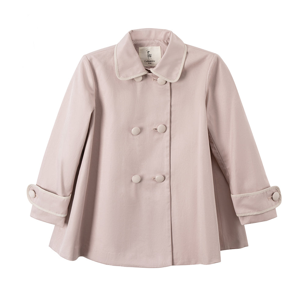 女童裸粉色短款风衣裙