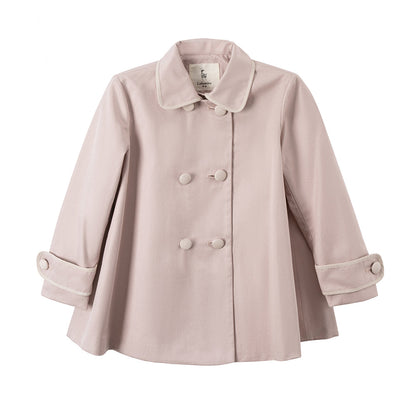 女童裸粉色短款风衣裙