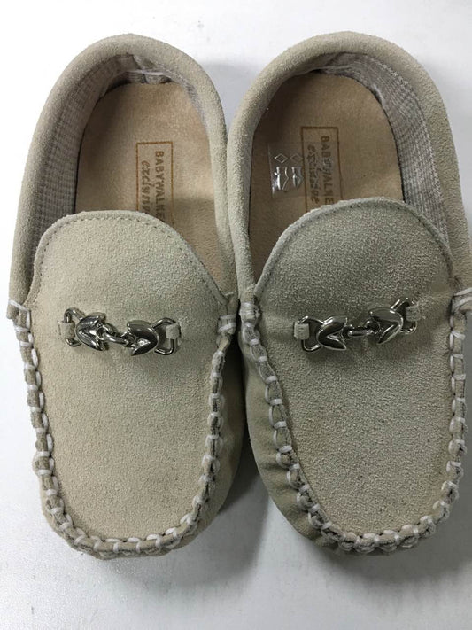 Boys Beige Metallic Buckle Emellished Suede Leather Loafers