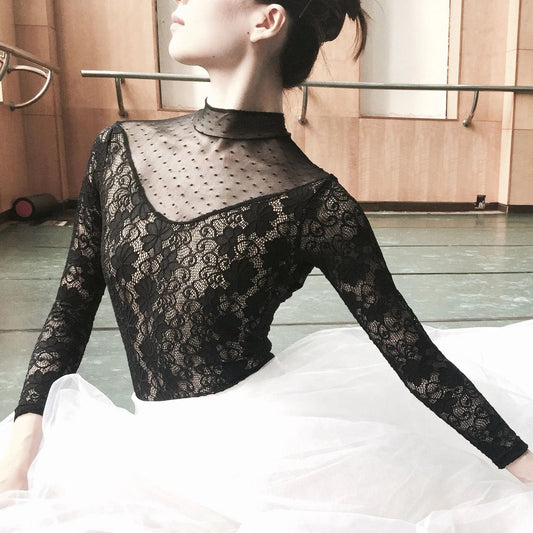 女士黑色蕾丝芭蕾舞连体衣(1720/Black)