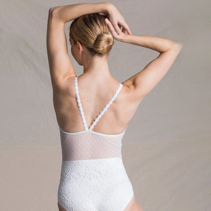 女童白色芭蕾舞连体衣(1724/White)