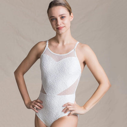 女童白色芭蕾舞连体衣(1724/White)