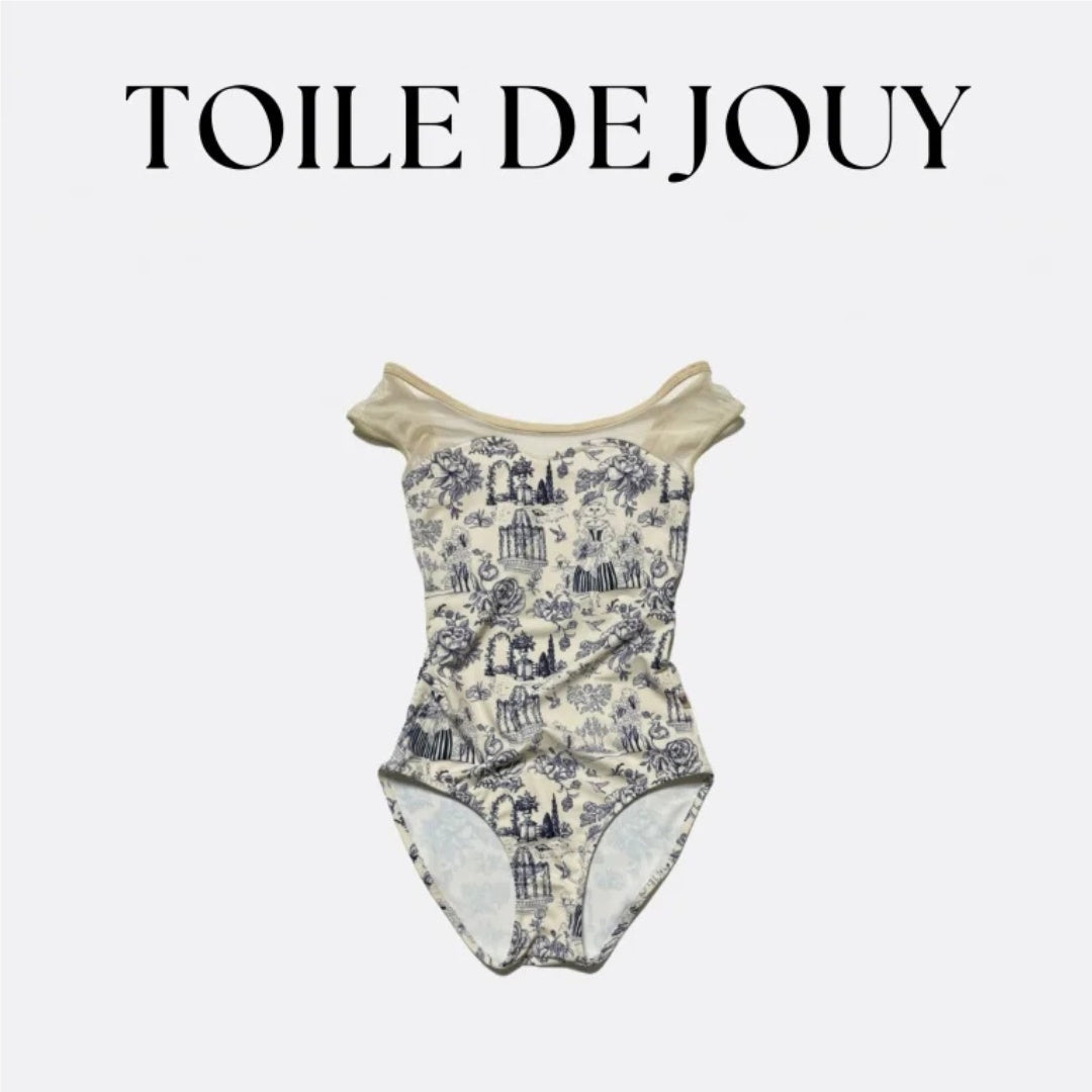 女童米色"Toile de Jouy"芭蕾舞连体衣(高叉172967385HL/Plie/Milky beige)