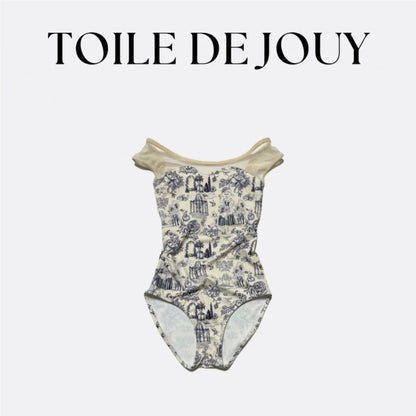 女童米色"Toile de Jouy"芭蕾舞连体衣(高叉172967385HL/Plie/Milky beige)