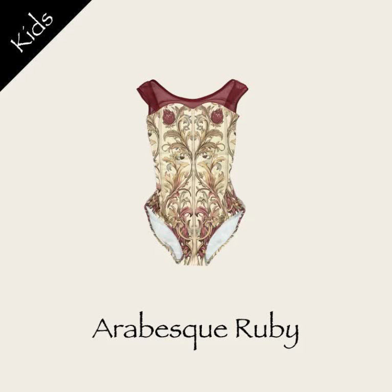 女童红色"Arabesque Ruby"芭蕾舞连体衣(高叉)
