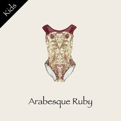 女童红色"Arabesque Ruby"芭蕾舞连体衣(高叉)