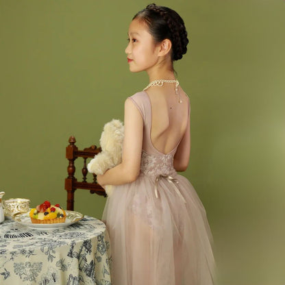 女童粉色"Victorian cats Milk tea"芭蕾舞连体衣(178561418/Plie/Moss pink)