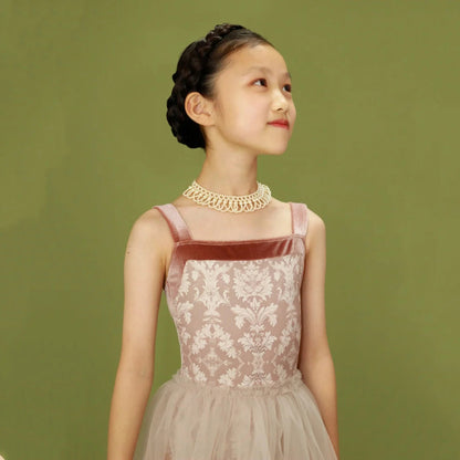 女童粉色"Victorian cats Milk tea"芭蕾舞连体衣