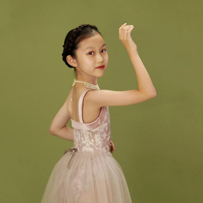 女童粉色"Victorian cats Milk tea"芭蕾舞连体衣