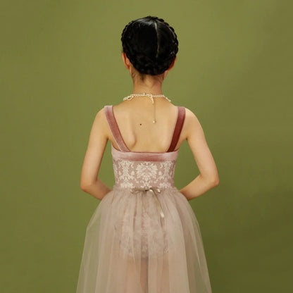 女童粉色"Victorian cats Milk tea"芭蕾舞连体衣