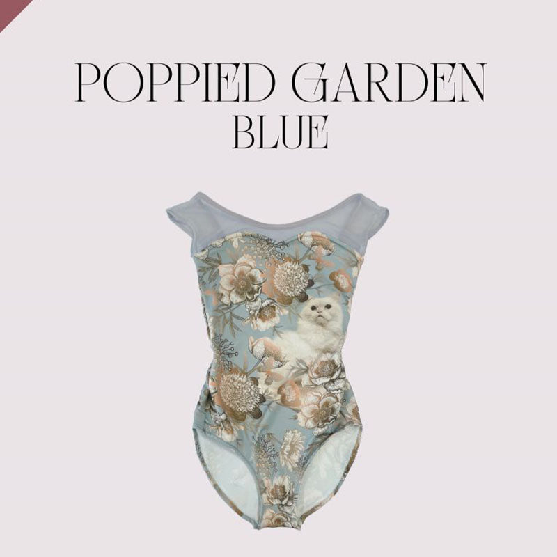 女童蓝色"Poppied garden Blue"芭蕾舞连体衣(178995685/Plie/Moss blue)