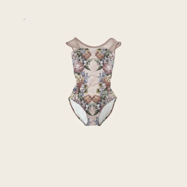 女童暗粉色"Flower gate skin pink"芭蕾舞连体衣