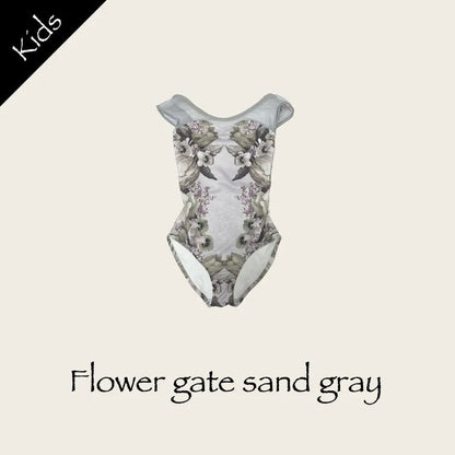 女童浅蓝色"Flower gate sand gray"芭蕾舞连体衣(高叉)