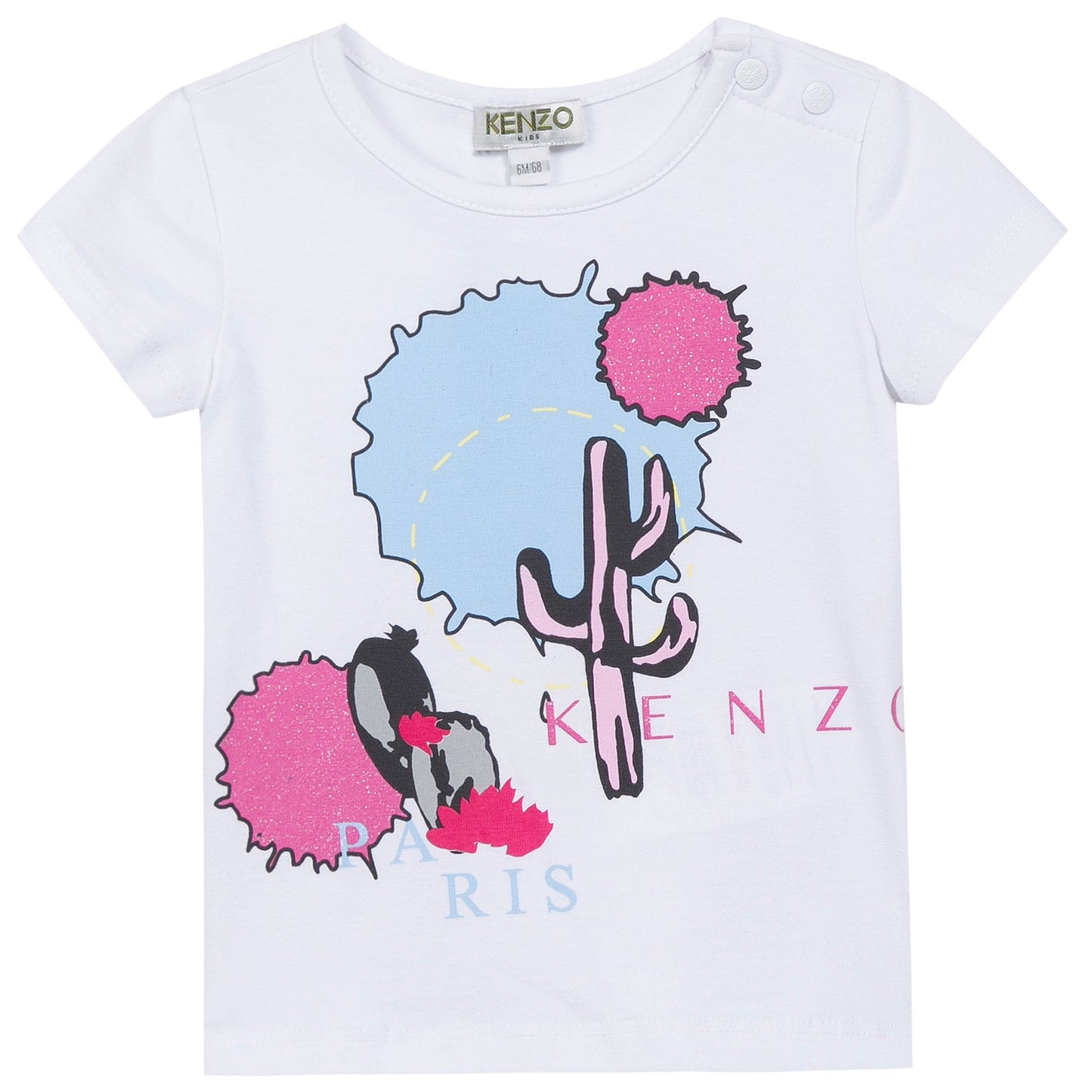 Baby Girls White Cactus Printed T-Shirt