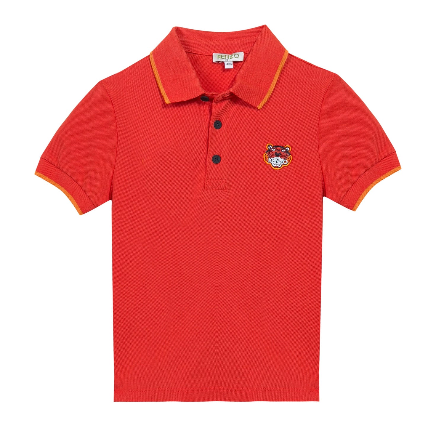 Boys Red Polo Shirt with Tiger Emblem