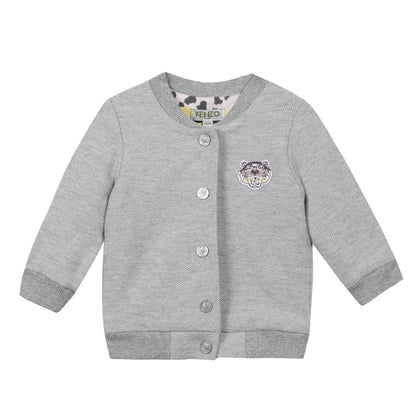 Baby Girls Grey Jacket With Tiger Emblem