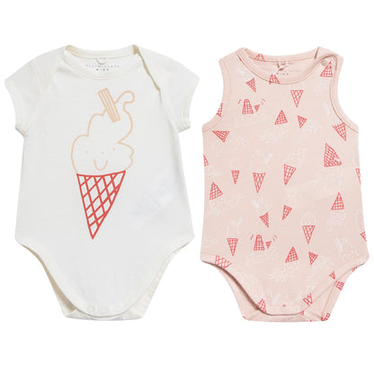 Baby Girls Pink & White Babysuit Two Piece Set