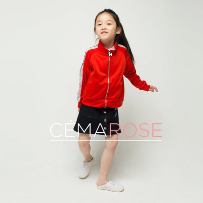 女童蓝色棉刺绣短裙