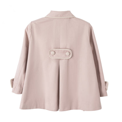 女童裸粉色短款风衣裙