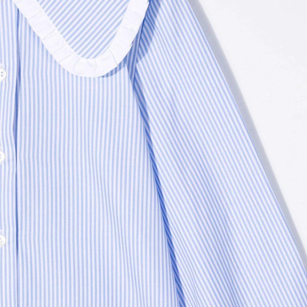女童蓝色条纹棉衬衫