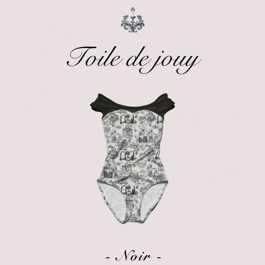 女童黑色"Toile de Jouy Noir/Plie/Black"芭蕾舞连体衣