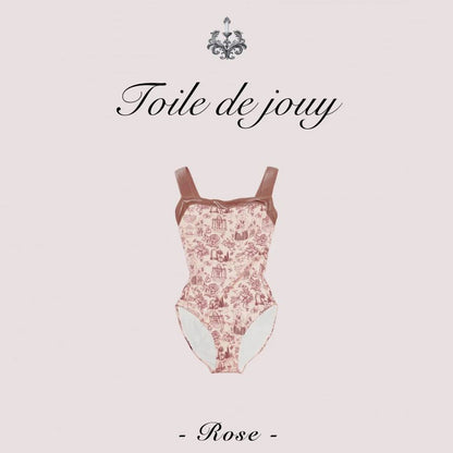 女童粉色"Toile de Jouy Rose/Piqué/Pink"芭蕾舞连体衣