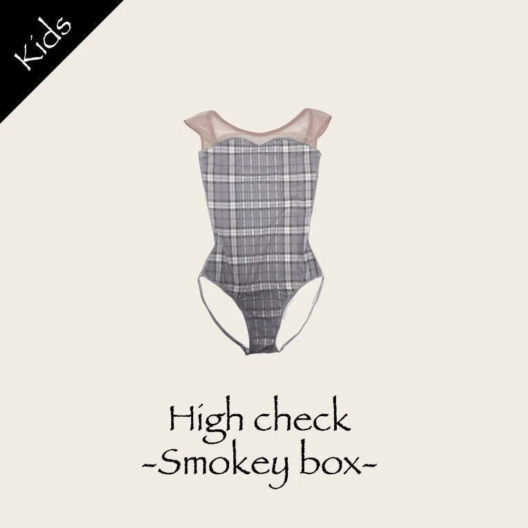 女童灰色"High check-Smokey box/Plie/Moss pink"芭蕾舞高叉连体衣