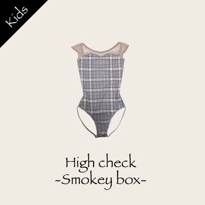 女童灰色"High check-Smokey box/Plie/Moss pink"芭蕾舞高叉连体衣