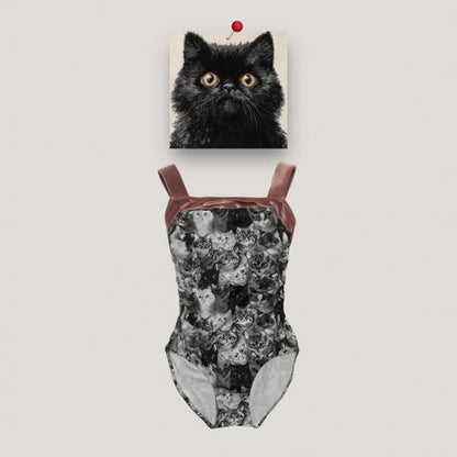 女童黑色"Find your Cat!-Black Cats"芭蕾舞连体衣(高叉183001685HL/Pique/Fog pink)