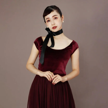 女士红色丝绒芭蕾舞上衣(183520076/Velour-La vie en rose)