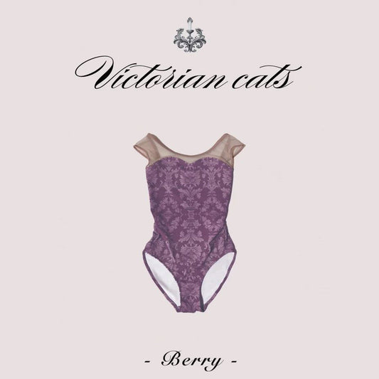女童莓果色"Victorian cats Berry/Plie/Moss pink"芭蕾舞高叉连体衣