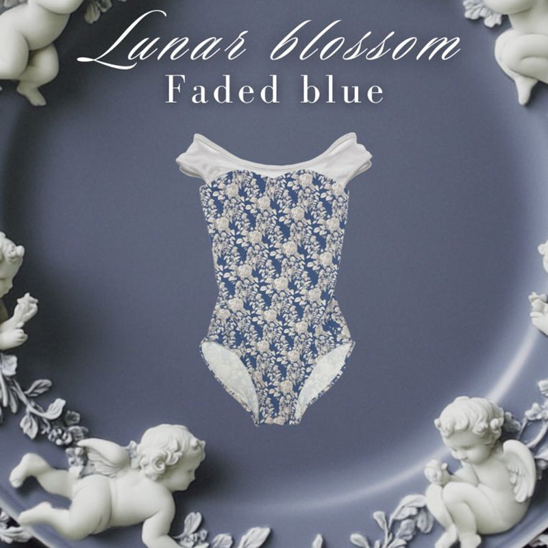 女童白色"Lunar blossom-Faded blue"芭蕾舞连体衣(高叉185468516HL/Plie/White)