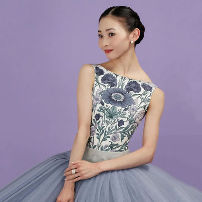 女士深紫色印花芭蕾舞连体衣(186321187/Degage/Bohemian blossom)