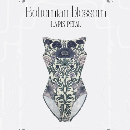 女士深紫色印花芭蕾舞连体衣(186321187/Degage/Bohemian blossom)
