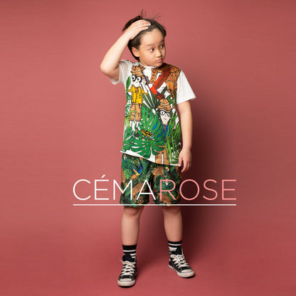 Boys Green Safari Print Baby Shortie