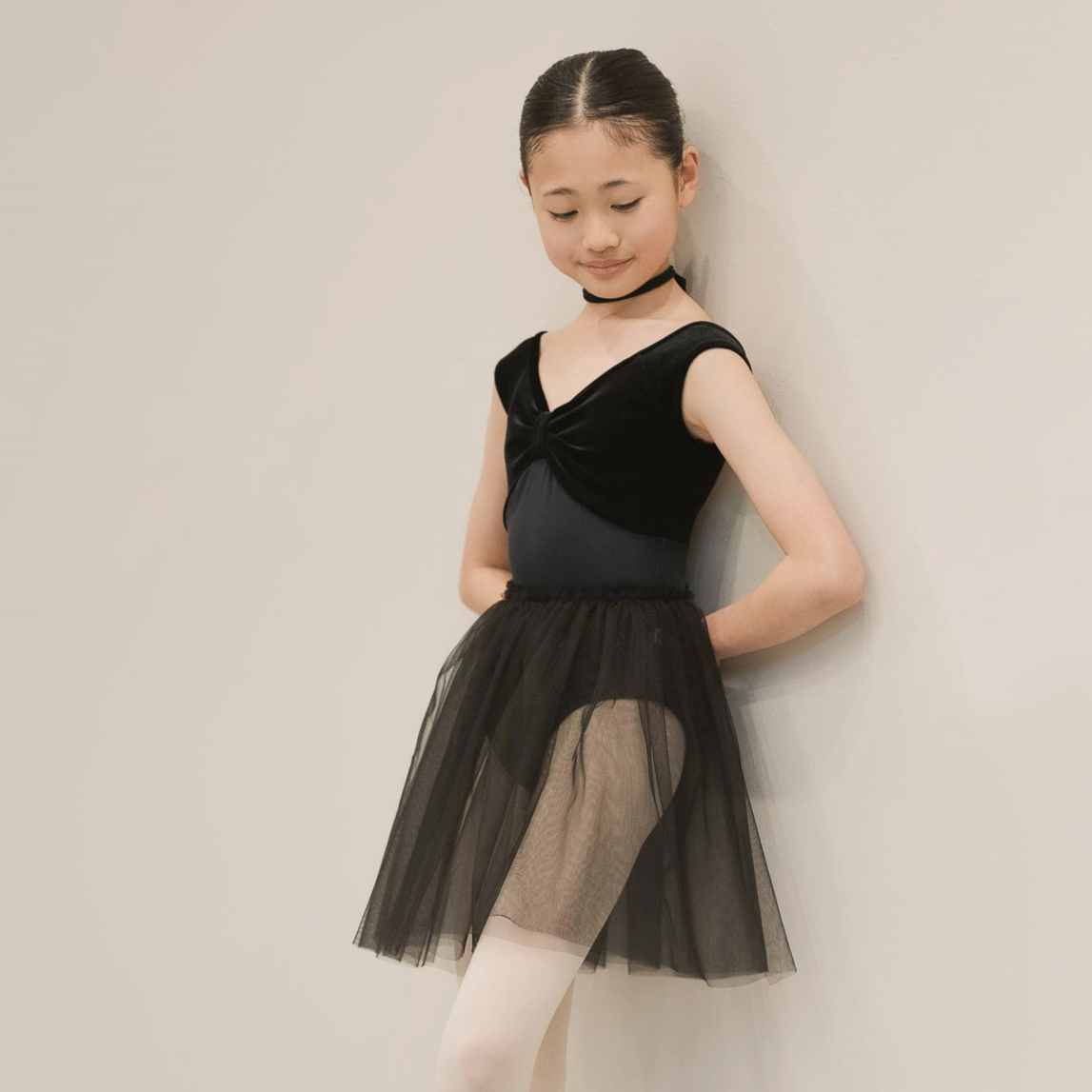 女童黑色芭蕾舞连体衣(191470436/Promenade/Velvet Noir)