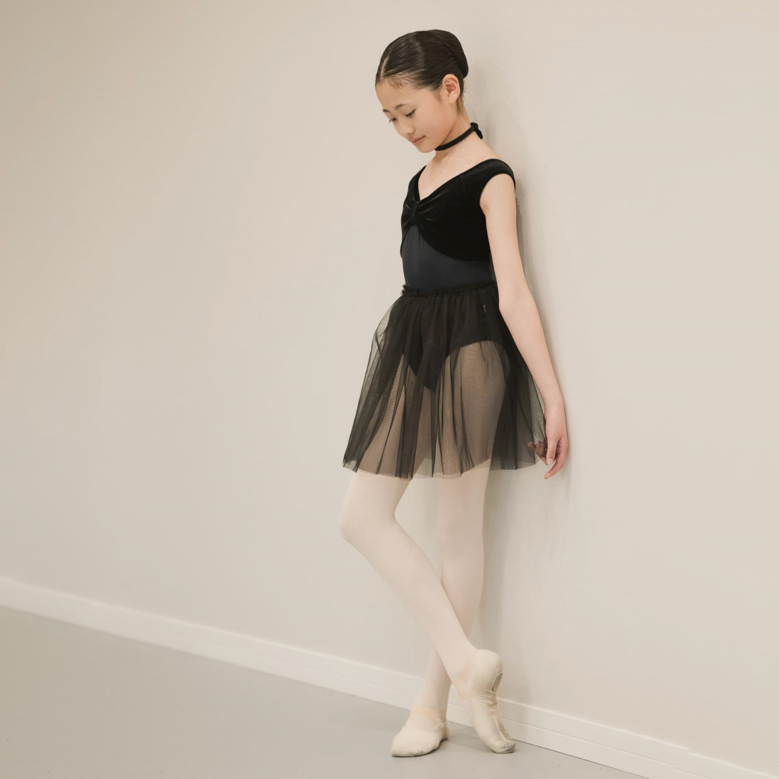 女童黑色芭蕾舞连体衣(191470436/Promenade/Velvet Noir)