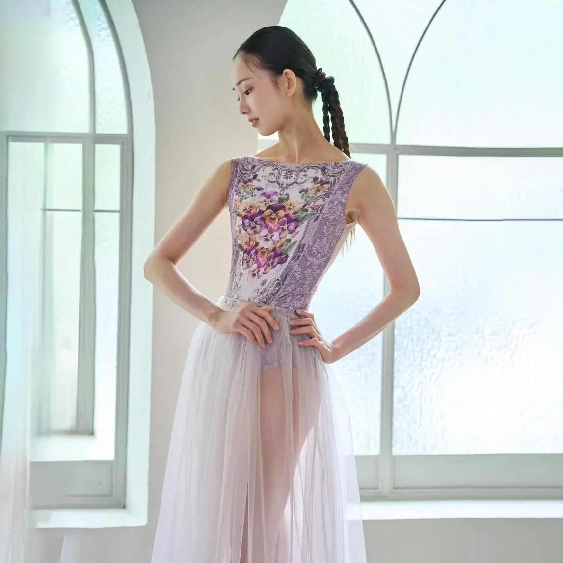 女士粉色"Secret garden-Pensee-Rose Violet"芭蕾舞连体衣(191892005/Degage/Moss pink)