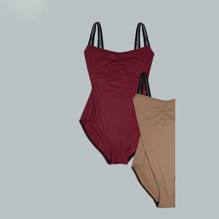 女士深红色芭蕾舞连体衣(192397754/Developpe/BURGUNDY ×（MS）BLACK)