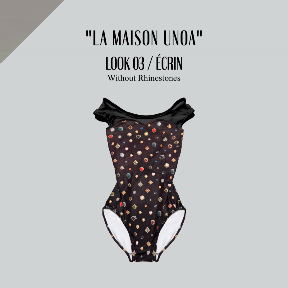 女童黑色芭蕾舞连体衣(高叉192664749HL/Plie/Black × La Maison unoa-Look 03/Ecrin)