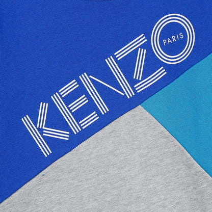 Boys Blue & Grey Logo Cotton Sweatshirt