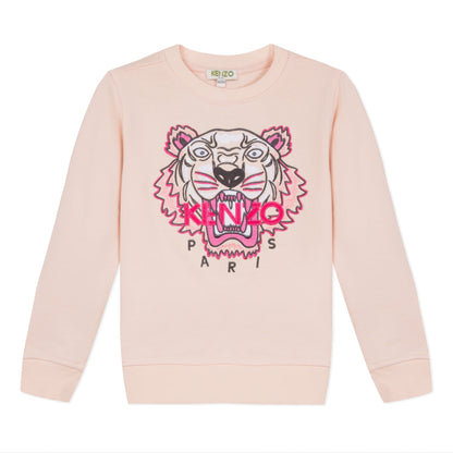 Girls Pink Tiger Cotton Sweatshirt