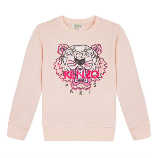 Girls Pink Tiger Cotton Sweatshirt