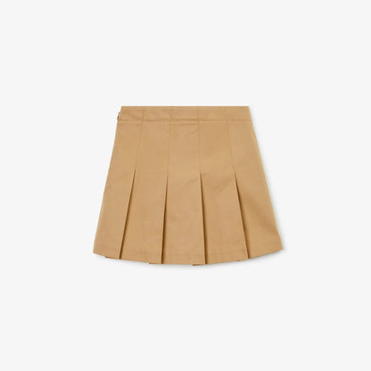 女童米色棉百褶裙