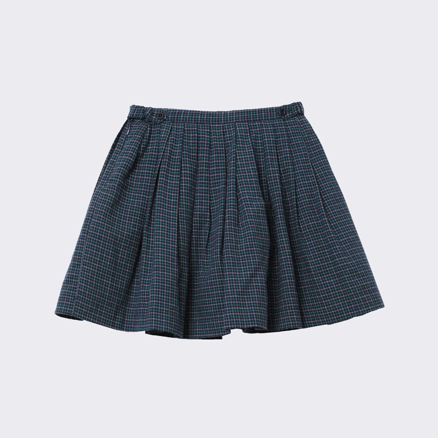 女童蓝色格子棉短裙