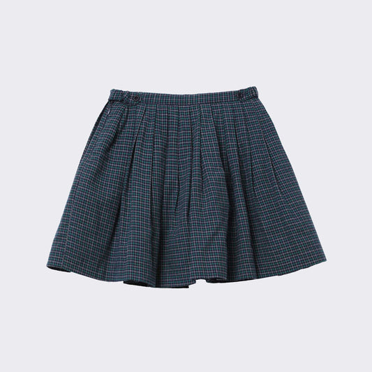 女童蓝色格子棉短裙